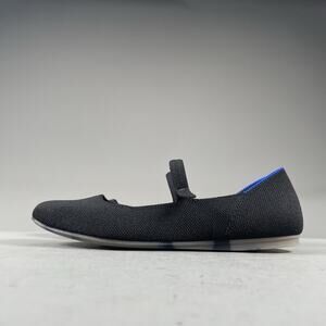 Rothy's Black Knit Mary Jane Flats with Blue Trim